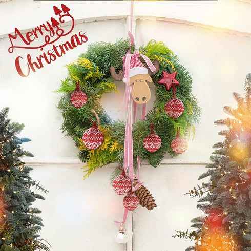 WEWILL 2.75" 10 PCS Red Knitted Sweater Christmas Ball Christmas Tree Ornaments Festival Xmas Party Gifts Decorations Snowflake Pattern...