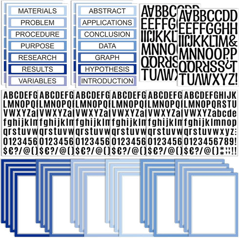 PerKoop 36 Sheets Science Fair Board Supplies 24 Self Adhesive Presentation Science Subtitles 4 Science Fair Project Titles 8 Personalized Letter ...