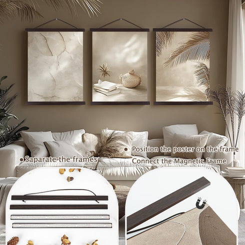 Artmag Magnetic Poster Hanger Frame, Light Wood Wooden Magnet Canvas Artwork Print Poster Hangers for 14x17 14x20 14x22 Frames Hanging Kit (Walnut...