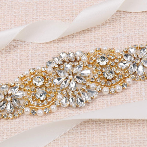 Women's Bridal Belt Rhinestone Wedding Sash Belts with Crystal Beads Pearls for Dresses and Gowns...