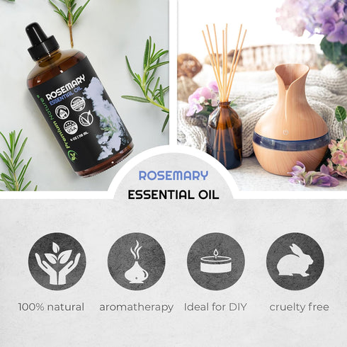 Organic Rosemary Essential Oil for Diffuser Aromatherapy Oil Rosemary Essential Oil for Skin Organic Rosemary Oil for Hair Growth Organic Diffuser...