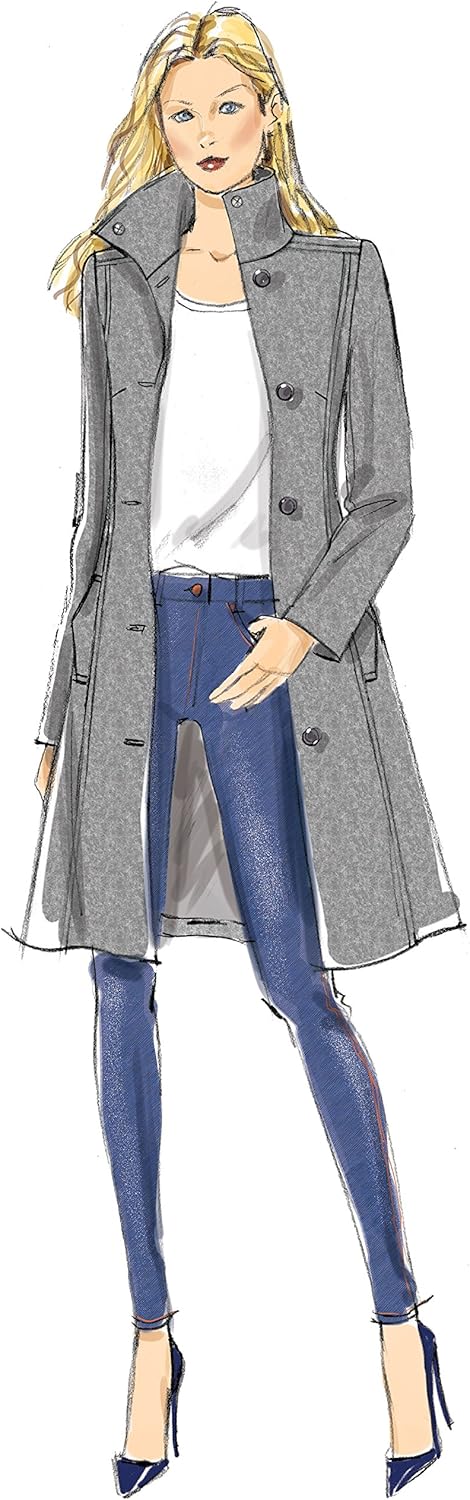 Butterick Patterns B6385 E5 Misses' Funnel-Neck, Peter Pan or Pointed Collar Coats with Custom Cup Sizes by Lisette, Size 14-22 (6385)...