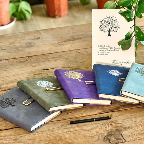 Fanery sue Tree of Life Refillable Writing Journal for Women&Men Faux Leather Hardcover Notebook A5 College Ruled 200 Lined Pages Lay-Flat Persona...