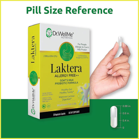 Dr. WellMe Laktera Allergy Free ++ Probiotics for Digestive Health, immune support & Gut Health Supplements - Low Lactose Goat’s Milk Probiotic Fo...