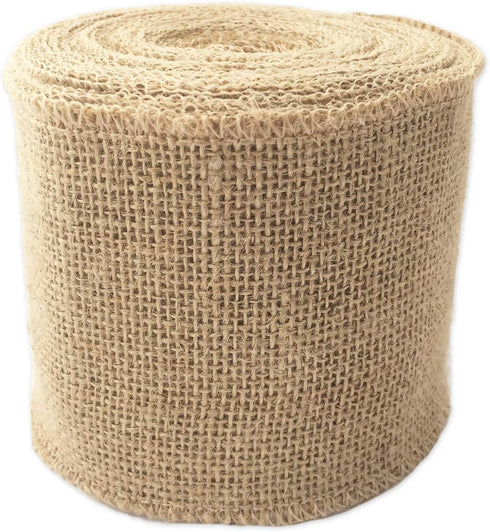 LWR CRAFTS Natural Burlap Ribbon 32 Feet (4")...