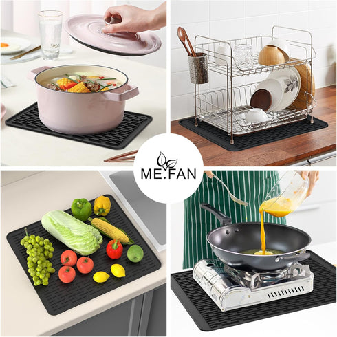 ME.FAN Silicone Dish Drying Mat for Kitchen Counter, Dish Drying Pad for Sink, Refrigerator or Drawer, Countertop Protection Pad S - 12'' x 8'' - ...