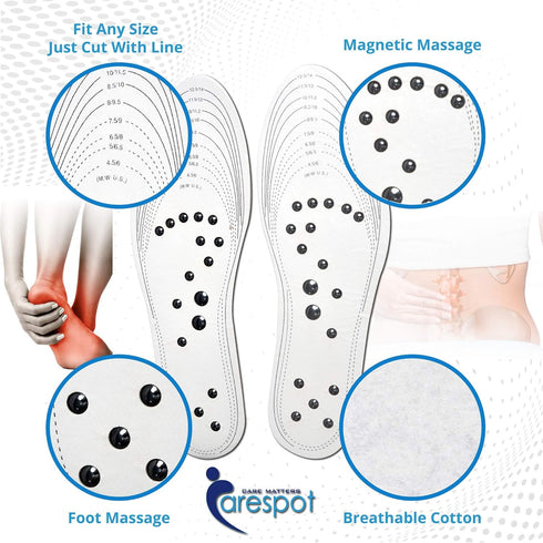 Carespot Acupressure Magnetic Massage Insoles for Men/Women, Foot Massager Shoe-pad Foot Therapy Reflexology Pain Relief Shoe Inserts | Memory Foa...