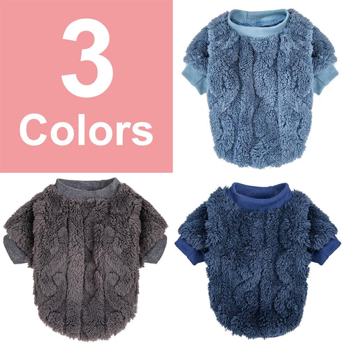 Dog Sweater, 3 Pack Dog Sweaters for Small Dogs or Cats, Girl or Boy, Warm Dog Clothes Shirt Coat for Winter Christmas (Blue, Dark Blue, Grey, Med...