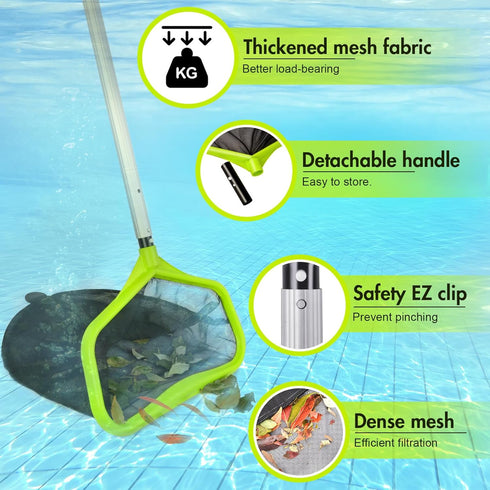 Pool Net, Pool Skimmer Net with Reinforced Frame, Large Capacity Pool Cleaning Net, Fine Mesh Pool Nets for Cleaning Leaves Pond Spa Inground Swim...
