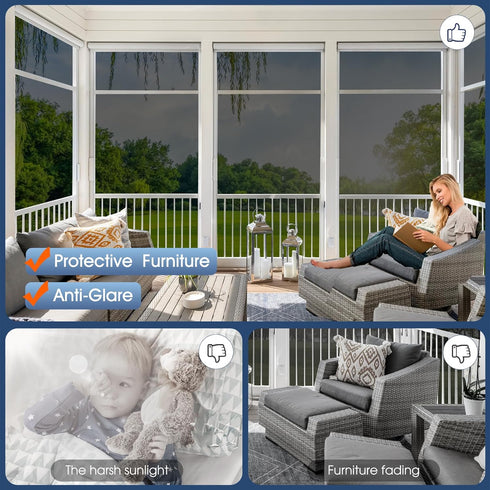 Coavas One Way Privacy Window Film Reflective Window Film See Out Not in Window Film Sun Blocking Heat Control Anti UV Non-Adhesive Static Cling f...