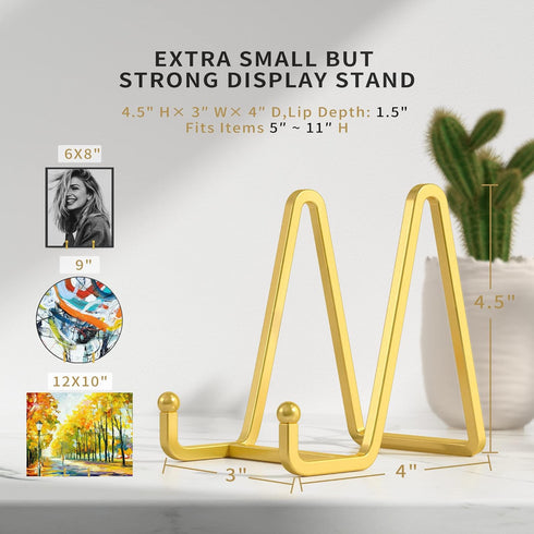 Plate Stands for Display - 4.5 Inch Metal Square Wire Plate Holder Display Stand + Picture Frame Stand Holder Easel for Book, Decorative Plate, Pl...