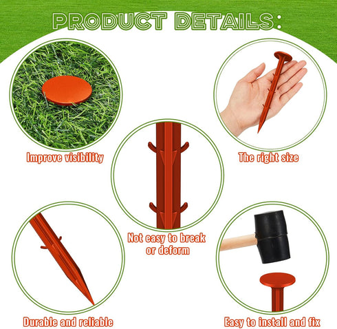 16 Pcs Garden Stakes Survey Markers Low Profile Survey Stakes Plastic Property Line Markers Anchors Spikes 6.3 Inch for Paver Landscape Fabric Law...