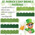 Whaline 69Ft St. Patrick's Day Glitter Bulletin Board Borders 5 Designs Shine Green Shamrock Stripe Dot Decoration Trim Bulletin Board Stickers fo...