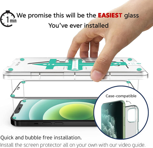 Deppa (2 Pack Premium Screen Protector for Iphone 13 Mini (5.4 Inch) Tempered glass 3D Full Coverage with Easy Installation Kit Tray [ Video Insta...