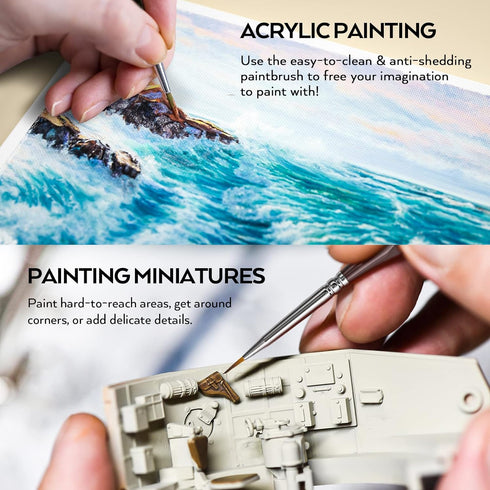 Nicpro 15 PCS Micro Fine Detail Paint Brush Set, Small Miniature Fine Tip Detail Brushes Kit for Acrylic Oil Watercolor, Models, Paint by Numbers,...