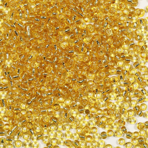 Bala&Fillic Clear Golden Lined Color 4mm Seed Beads About 1400pcs in Box 6/0 Glass Craft Seed Beads for Jewelry Making, Hole 1.2mm (Clear Golden L...