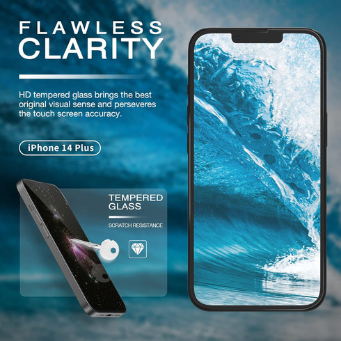 SURPHY 3 Pack Compatible with iPhone 14 Plus/iPhone 13 Pro Max Screen Protector (6.7 inch 2022), HD Clear Tempered Glass Designed for iPhone 14 Pl...