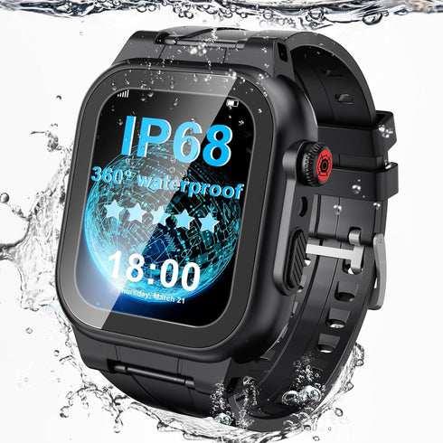 for Waterproof Apple Watch Band with Case 44mm 40mm 45mm 42mm 41mm 38mm, IP68 Water proof Case with Screen Protector, Full Body Rugged Bumper for ...