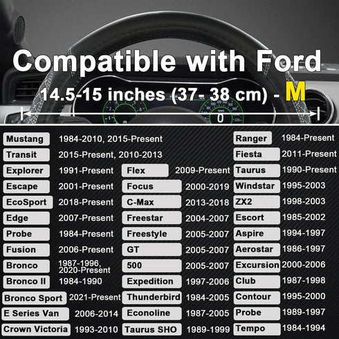 West Llama Car Steering Wheel Cover for Ford Escape,Explorer,Fusion,Focus,Bronco,Transit,Edge(Diamond Quilted - Black+Gray- Standard Size)...