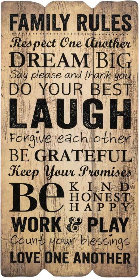 P. Graham Dunn 12 x 6 Small Fence Post Wood Look Decorative Sign Plaque, Family Rules...