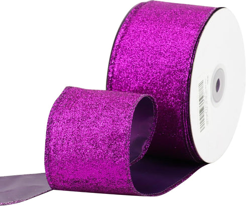 MEEDEE Purple Glitter Ribbon Halloween Ribbon 2.5 Inch Purple Wired Ribbon by 25 Yards Purple Tree Ribbon Purple Christmas Ribbon Purple Ribbon fo...