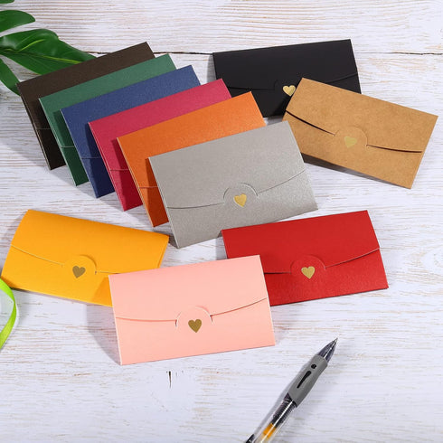 PATIKIL Mini Envelopes, 24 Pack Small Gift Card Holders Retro Gold Heart Business Invitation Envelopes for Wedding Birthday, Multicolor...