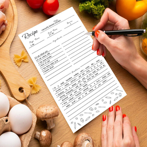 Recipe Paper 5.5x8.5 White, 50-Pack, Blank Recipe Paper to Write in Your Recipes, Minimalist Half-Letter Size Refill Pages for Recipe Binder, Reci...