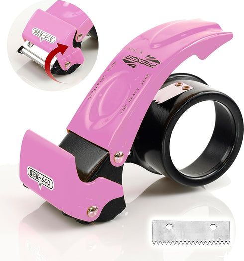 ?Upgraded?PROSUN Blade Safety Pink Cover 2 Inch Professional Packing Tape Dispenser Packaging Metal Handheld Tape Gun Sealing Cutter TG11...