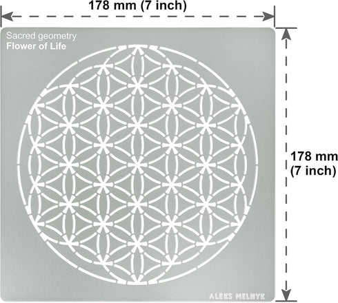 Aleks Melnyk No.389 Metal Stencil, Sacred Geometry Figures, Flower of Life Version, 1 PC, Template for Wood Burning, Engraving, Crafting, Scrapboo...