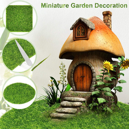 Mudder 10 Pieces Artificial Garden Grass Fairy Grass Lawn Miniature Ornament Garden Dollhouse DIY Simulation Moss Craft Decor, 6 x 6 Inches...