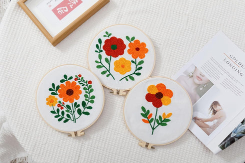 Punch Needle Embroidery Beginner Kits for Kids and Adults with Instructions, Punch Needle Fabric with Patterns, Yarns, Embroidery Hoops for Rug-Pu...
