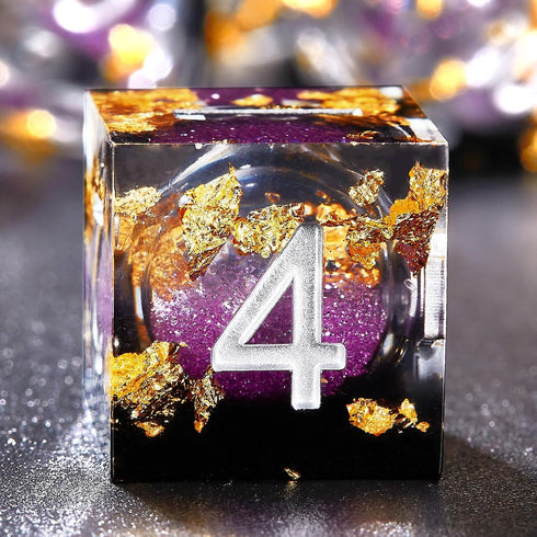 Joylord Sharp Edge Resin Dice Set for Dungeons and Dragons | Liquid Core & Gold Foil Design | Handcrafted Polyhedral DND Dice | RPG D and D Role P...