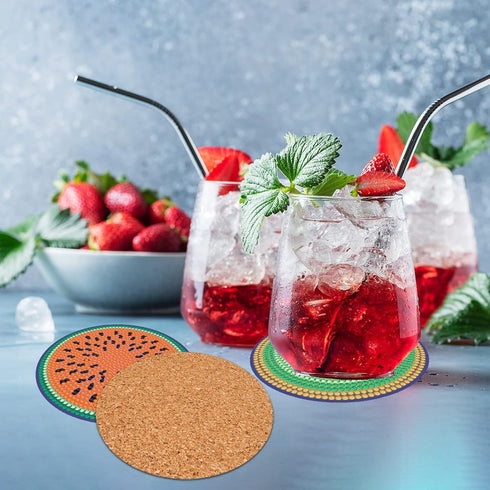 JHGCVX 12 Pcs Fruits Diamond Painting Coasters Kit,Diamond Art Coasters with Holder,DIY Lemon Watermelon Diamond Painting Coasters for Adults Begi...