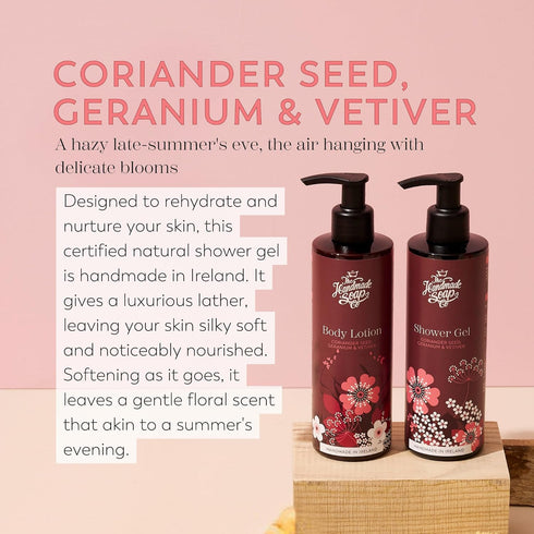 The Handmade Soap Company Shower Gel, Coriander Seed, Geranium, & Vetiver Body Wash, Liquid Bath Soap, Moisturizing Body Wash, Cruelty Free & Vega...