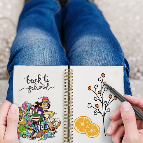 Blank Spiral Sketchbook Notebook Bulk, Unlined A5 Flower Journals, 100GSM Thick Paper Travel Journal Set, Hard Cover, Plain Wirebound Draw Planner...