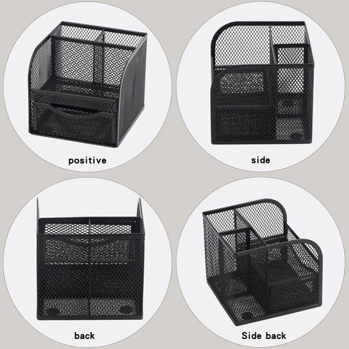 Mesh Desk Organizer, Metal Desk Pencil Pen holder for desk, Desktop Storage Pen Organizers, Office organization Home Art Supply Storage Box Multi-...