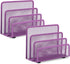 EASEPRES Desk Mail Organizer, Purple 2 Pack Office Small Letter Sorter Desktop File Organizer Metal Mesh with 3 Vertical Upright Compartments...