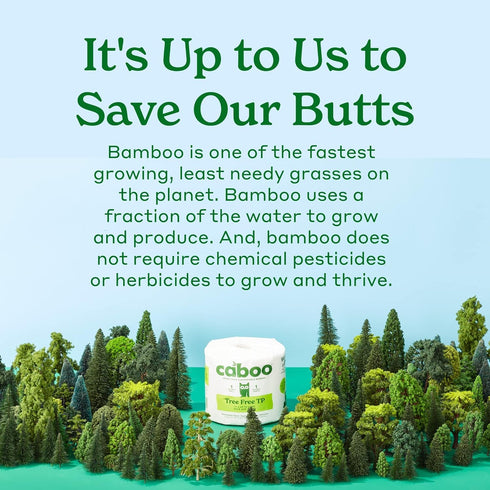 Caboo Tree Free Toilet Paper, Septic Safe Bath Tissue, Quick Dissolving 2 Ply Sheets - 300 Sheets Per Roll, 9 Double Rolls...