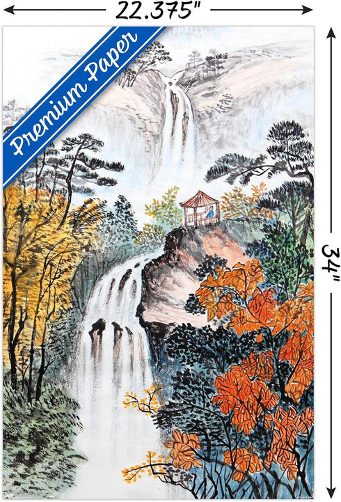 Trends International China Landscape with Waterfalls Wall Poster, 22.375" x 34", Premium Unframed Version...