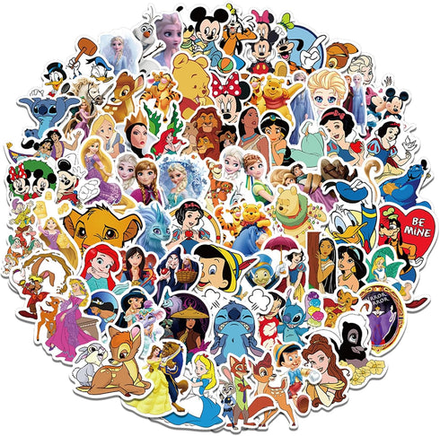 100Pcs Disney Princess Character Themed Waterproof Stickers for Gifts Water Bottles Cup Laptop Phone Guitar Car Motorcycle Bike Skateboard Luggage...