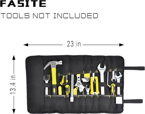FASITE Tool Roll Organizer - 35 Pockets Roll Up Bag Wrench/Pliers Pouch for Craftwork Handyman Electrician Plumber Mechanic, Black...