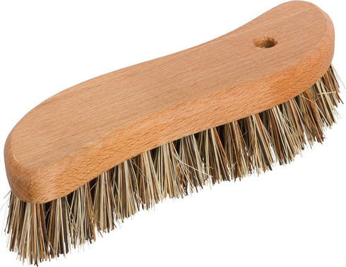 Redecker S-Shaped Union Fiber Scrub Brush with Oiled Beechwood Handle, 8-1/4 inches, Unique Shape Easily Reaches Corners, Resilient Natural Bristl...