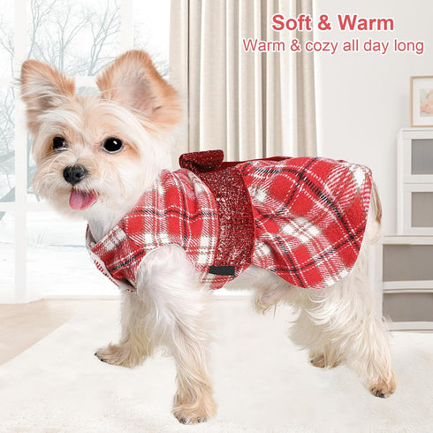 Dog Sweater for Small Dogs Girl Winter Dog Dress Small Dog Clothes Warm Fleece Small Dog Sweater Dress for Chihuahua Yorkie Pet Clothing Dog Costu...