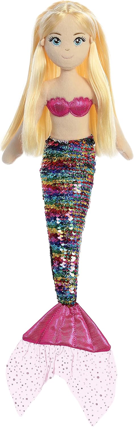 Aurora® Enchanting Sea Sparkles™ Sequin Sparkles™ Isla Stuffed Doll - Imaginative Play - Magical Companions - Multicolor 18 Inches...
