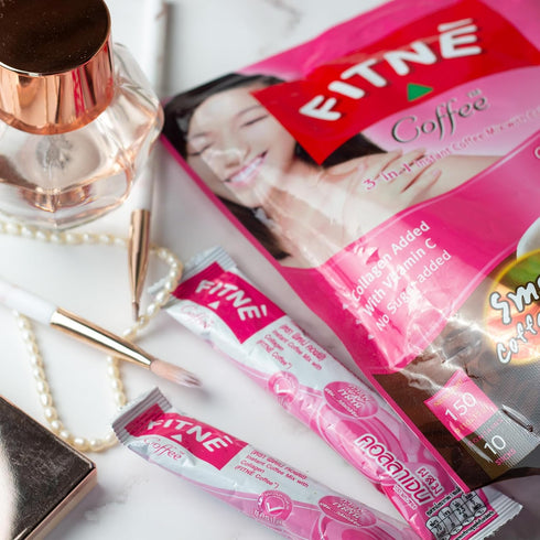 FITNE Instant 3 In 1 Coffee Packets Mix With Natural Hydrolyzed Collagen Vitamin C Smooth Blend Tasty Aromatic No Sugar Sucralose Sweetener, 10 St...