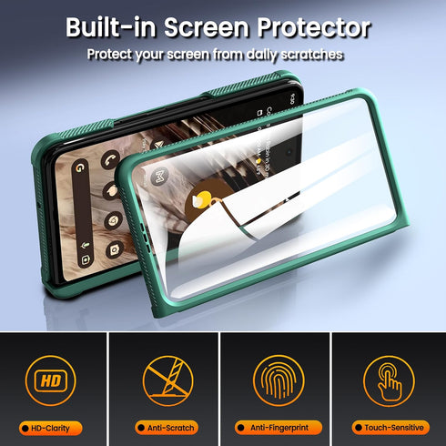 Google Pixel Fold Case 2023 with Hinge Protection, Built-in Front Screen Protector, Foldable Kickstand, and Slide Camera Cover - Full Body Hard PC...