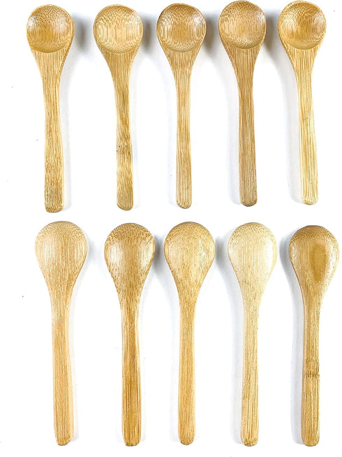 JapanBargain 3700, Matcha Scoop Small Bamboo Tea Spice Salt Sugar Spoons 4 inch, Pack of 10...
