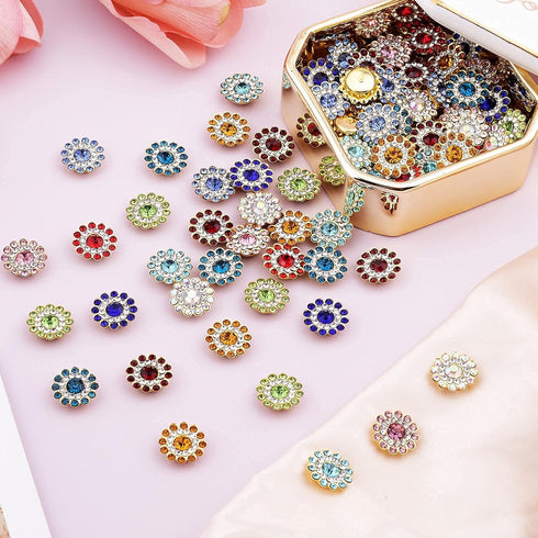 PAGOW 14mm 100pcs Flower Shape Claw Cup Sew on Rhinestone Button, Crystal Glass Beads Buttons for Jewelry Making,Furniture,Earring,Garment,Apparel...