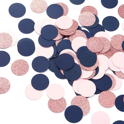 Navy Blue Pink Rose Gold Confetti 300pcs Gender Reveal Party Decorations Glitter Birthday Table Confetti Graduation Wedding Baby Shower Decoration...