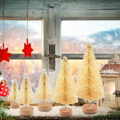 KUUQA 48 Pcs Mini Christmas Trees - Bottle Brush Tabletop Model for Decoration, DIY Room Decor, Diorama Models (White), Small Size...